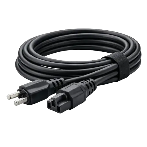 Standard 3-prong AC power cord for US and EU markets, available for wholesale and custom OEM orders.